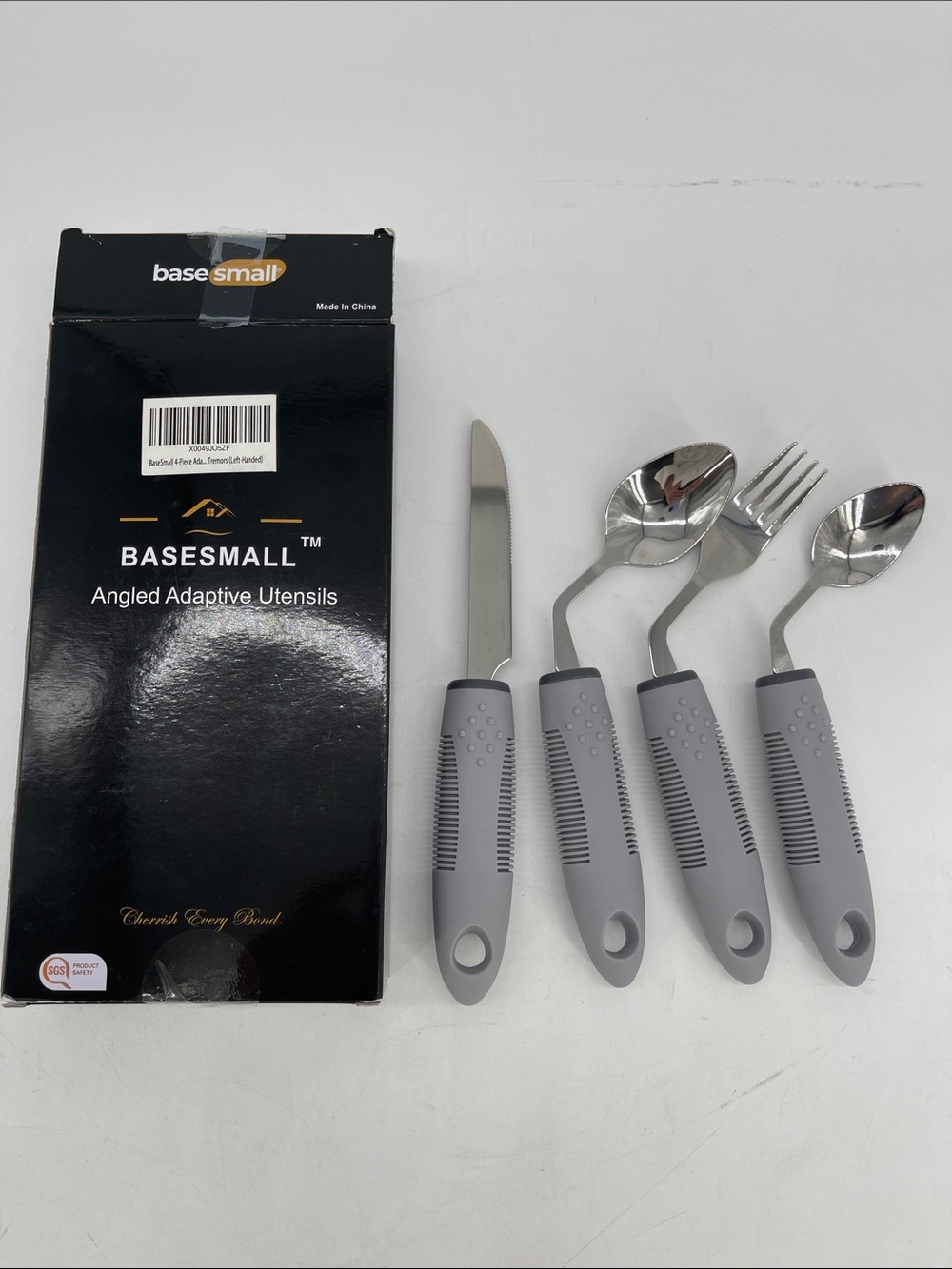 BASESMALL Left-Handed Adaptive Angled Utensil Set of 4
